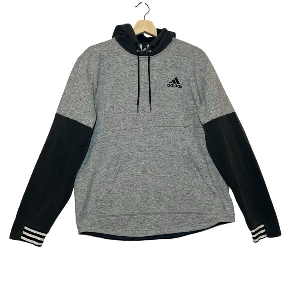 adidas Other - Adidas Mens Size L Gray Black Sweatshirt Hoodie Kangaroo Pocket Logo Athleisure